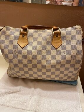Classic Checkered Tote Bag in Beige and Brown